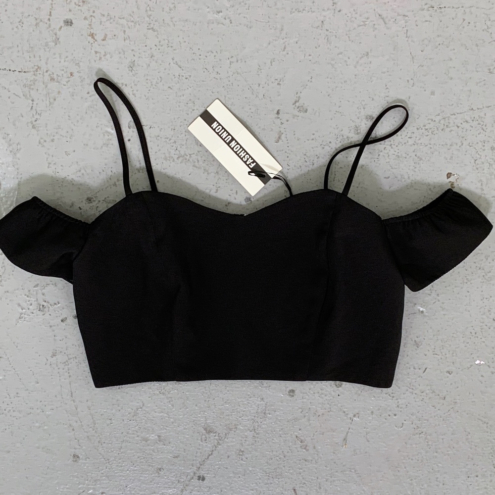 NWT Fashion Union Black Sweetheart Neckline Crop Top Whimsigoth Alt Vibes